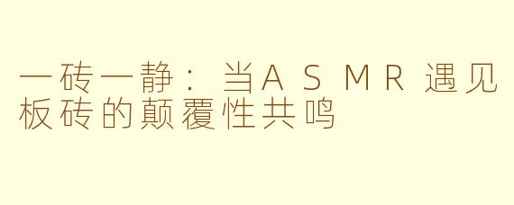 一砖一静：当ASMR遇见板砖的颠覆性共鸣