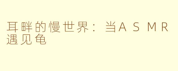 耳畔的慢世界：当ASMR遇见龟