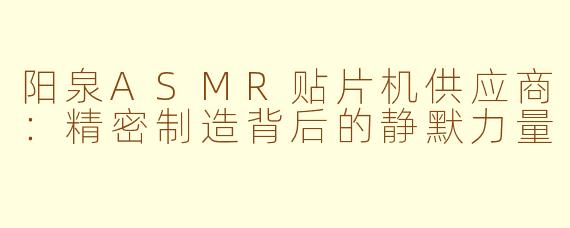 阳泉ASMR贴片机供应商：精密制造背后的静默力量