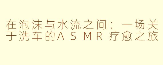 在泡沫与水流之间:一场关于洗车的ASMR疗愈之旅