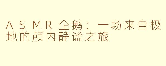 ASMR企鹅：一场来自极地的颅内静谧之旅