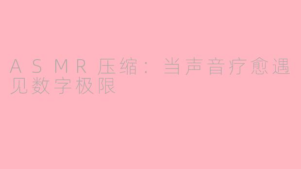 ASMR压缩:当声音疗愈遇见数字极限