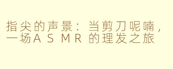 指尖的声景:当剪刀呢喃,一场ASMR的理发之旅