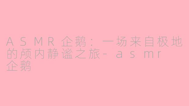 ASMR企鹅：一场来自极地的颅内静谧之旅-asmr 企鹅