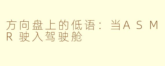 方向盘上的低语：当ASMR驶入驾驶舱