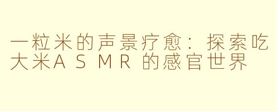 一粒米的声景疗愈：探索吃大米ASMR的感官世界