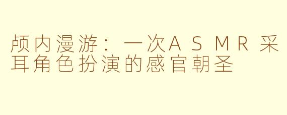 颅内漫游：一次ASMR采耳角色扮演的感官朝圣