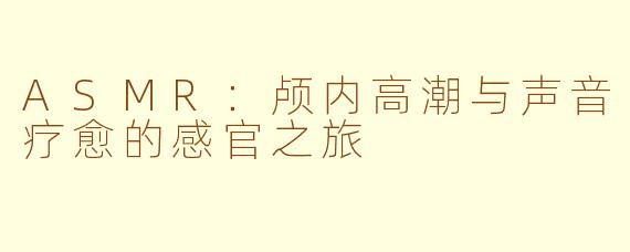 ASMR：颅内高潮与声音疗愈的感官之旅