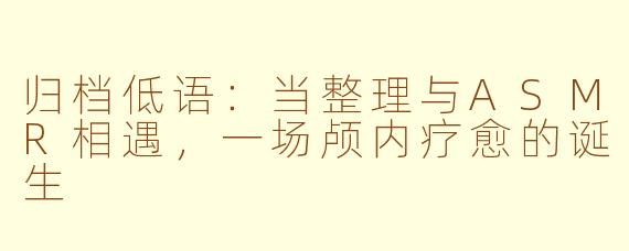 归档低语：当整理与ASMR相遇，一场颅内疗愈的诞生