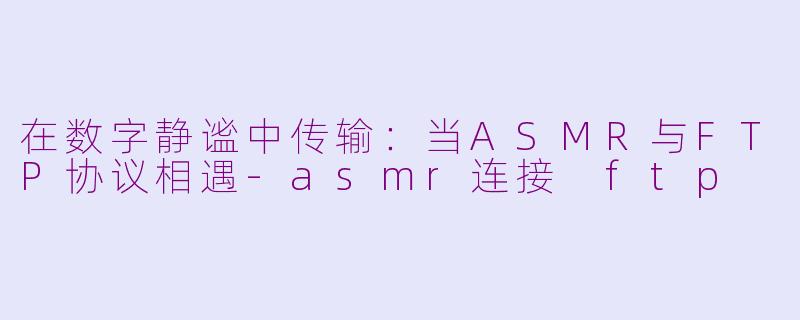 在数字静谧中传输：当ASMR与FTP协议相遇-asmr连接 ftp