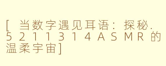 [当数字遇见耳语：探秘.5211314ASMR的温柔宇宙]
