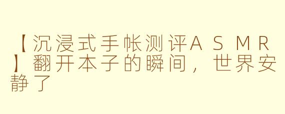 【沉浸式手帐测评ASMR】翻开本子的瞬间，世界安静了