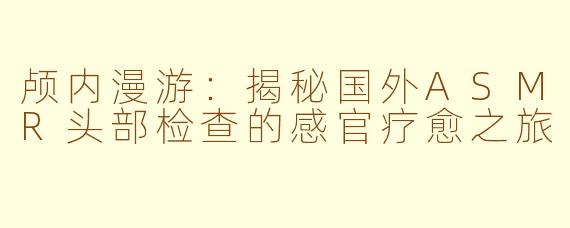 颅内漫游：揭秘国外ASMR头部检查的感官疗愈之旅