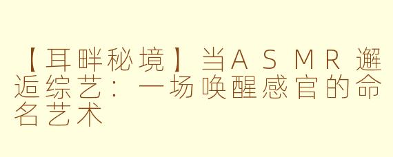 【耳畔秘境】当ASMR邂逅综艺：一场唤醒感官的命名艺术