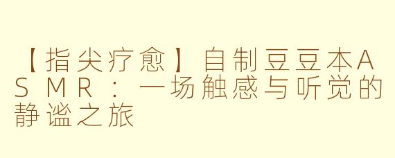 【指尖疗愈】自制豆豆本ASMR：一场触感与听觉的静谧之旅