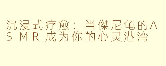 沉浸式疗愈：当傑尼龟的ASMR成为你的心灵港湾