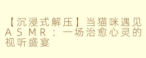 【沉浸式解压】当猫咪遇见ASMR：一场治愈心灵的视听盛宴