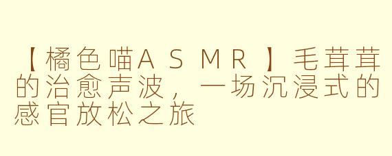 【橘色喵ASMR】毛茸茸的治愈声波，一场沉浸式的感官放松之旅