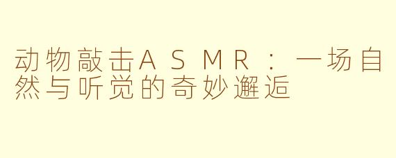 动物敲击ASMR：一场自然与听觉的奇妙邂逅