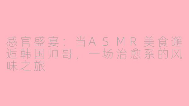 感官盛宴：当ASMR美食邂逅韩国帅哥，一场治愈系的风味之旅