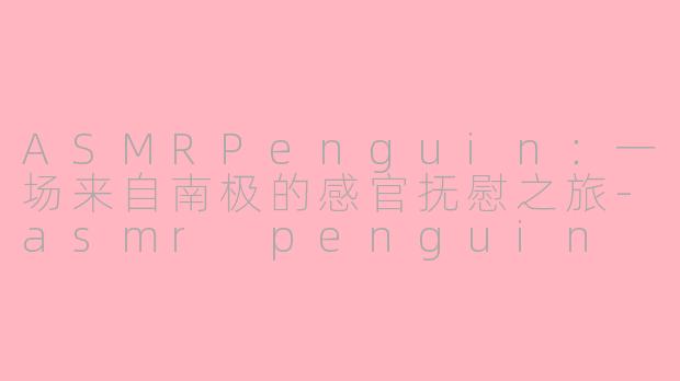 ASMRPenguin:一场来自南极的感官抚慰之旅-asmr penguin