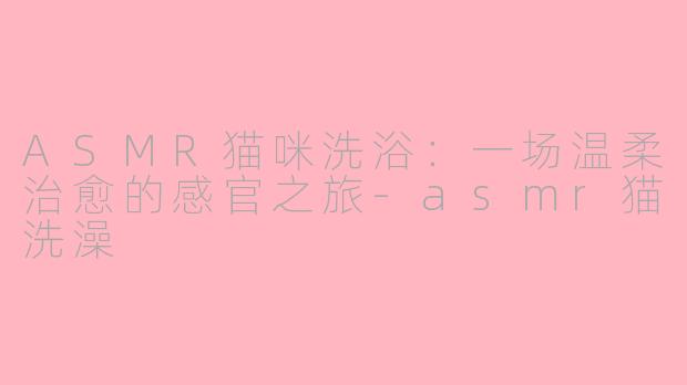 ASMR猫咪洗浴：一场温柔治愈的感官之旅-asmr猫洗澡