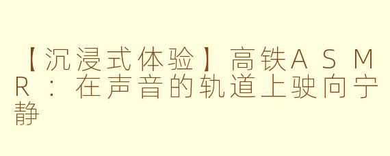【沉浸式体验】高铁ASMR:在声音的轨道上驶向宁静