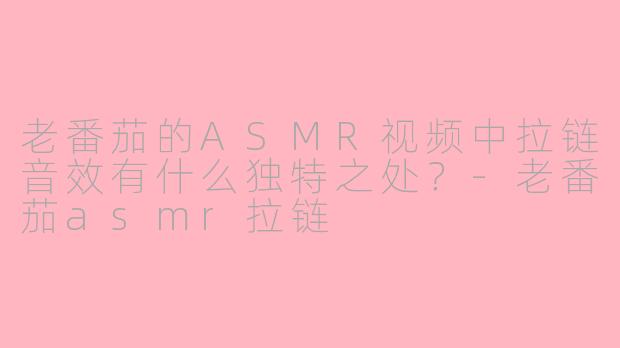 老番茄的ASMR视频中拉链音效有什么独特之处？-老番茄asmr拉链