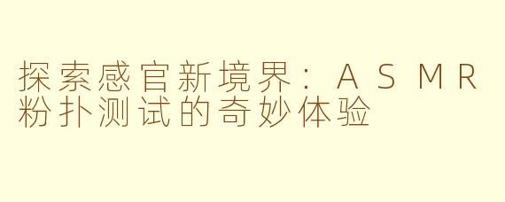 探索感官新境界：ASMR粉扑测试的奇妙体验