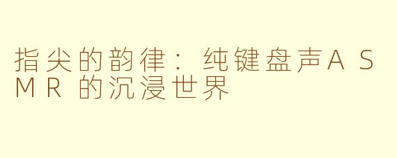指尖的韵律：纯键盘声ASMR的沉浸世界
