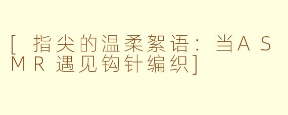 [指尖的温柔絮语：当ASMR遇见钩针编织]