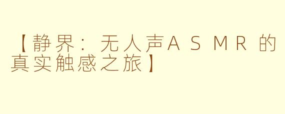 【静界：无人声ASMR的真实触感之旅】
