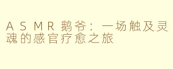 ASMR鹅爷：一场触及灵魂的感官疗愈之旅
