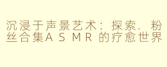 沉浸于声景艺术：探索.粉丝合集ASMR的疗愈世界
