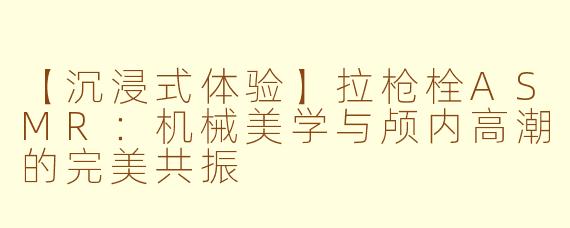 【沉浸式体验】拉枪栓ASMR：机械美学与颅内高潮的完美共振