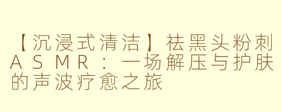【沉浸式清洁】祛黑头粉刺ASMR：一场解压与护肤的声波疗愈之旅