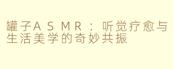 罐子ASMR：听觉疗愈与生活美学的奇妙共振