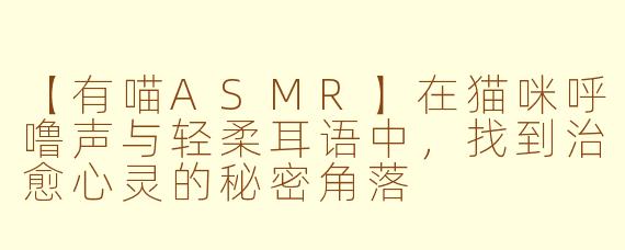 【有喵ASMR】在猫咪呼噜声与轻柔耳语中，找到治愈心灵的秘密角落