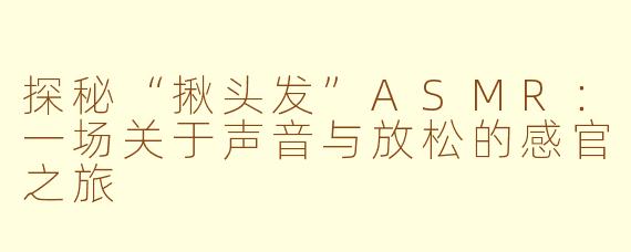 探秘“揪头发”ASMR：一场关于声音与放松的感官之旅