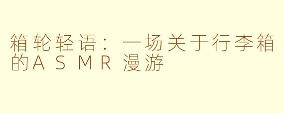 箱轮轻语：一场关于行李箱的ASMR漫游