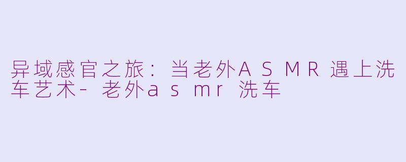 异域感官之旅：当老外ASMR遇上洗车艺术