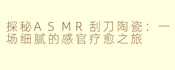 探秘ASMR刮刀陶瓷:一场细腻的感官疗愈之旅