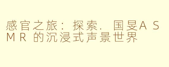 感官之旅：探索.国旻ASMR的沉浸式声景世界