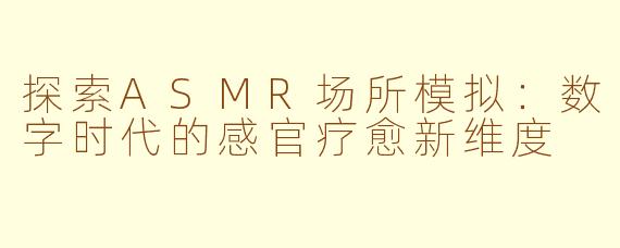 探索ASMR场所模拟：数字时代的感官疗愈新维度
