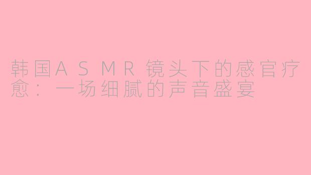 韩国ASMR镜头下的感官疗愈:一场细腻的声音盛宴