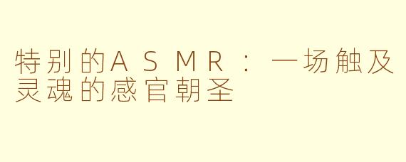 特别的ASMR：一场触及灵魂的感官朝圣