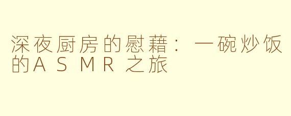 深夜厨房的慰藉：一碗炒饭的ASMR之旅