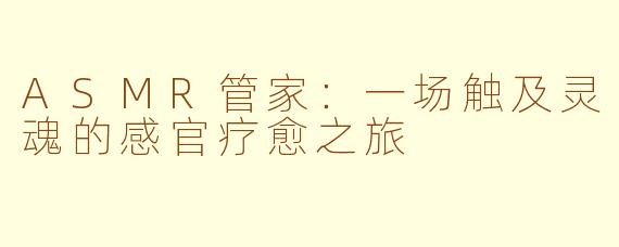 ASMR管家:一场触及灵魂的感官疗愈之旅