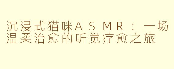 沉浸式猫咪ASMR：一场温柔治愈的听觉疗愈之旅