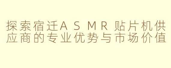 探索宿迁ASMR贴片机供应商的专业优势与市场价值